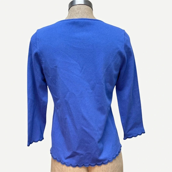 CARLISLE Blue Top with Scalloped Hem‎ M - Picture 6 of 6